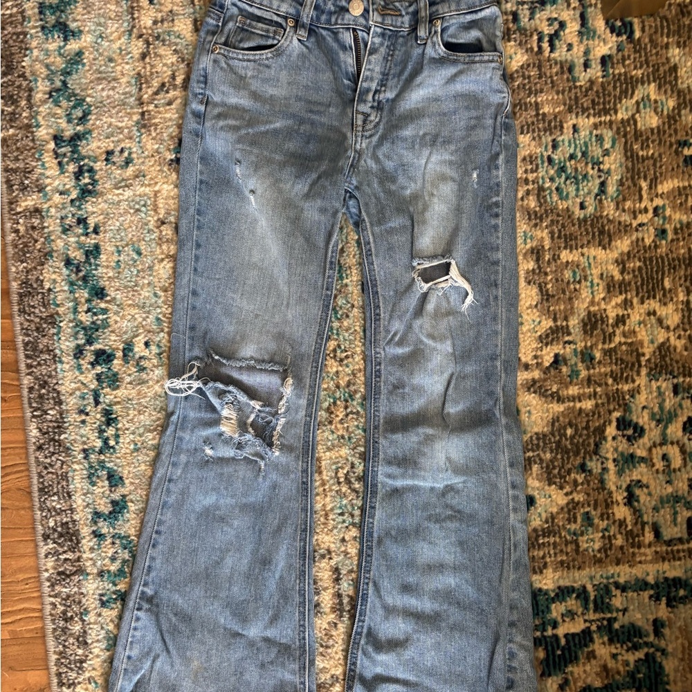 Harper Light Blue Distressed Flare Jeans